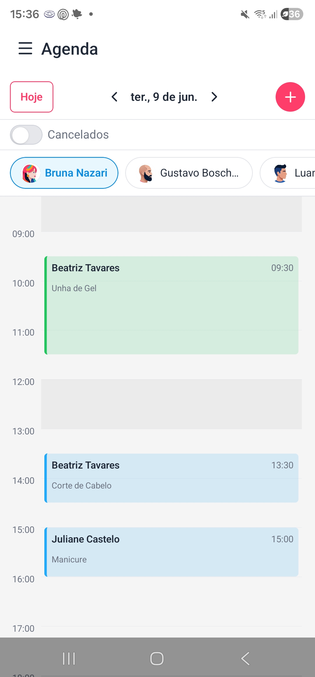 Tela de agenda online do Beleza Marcada