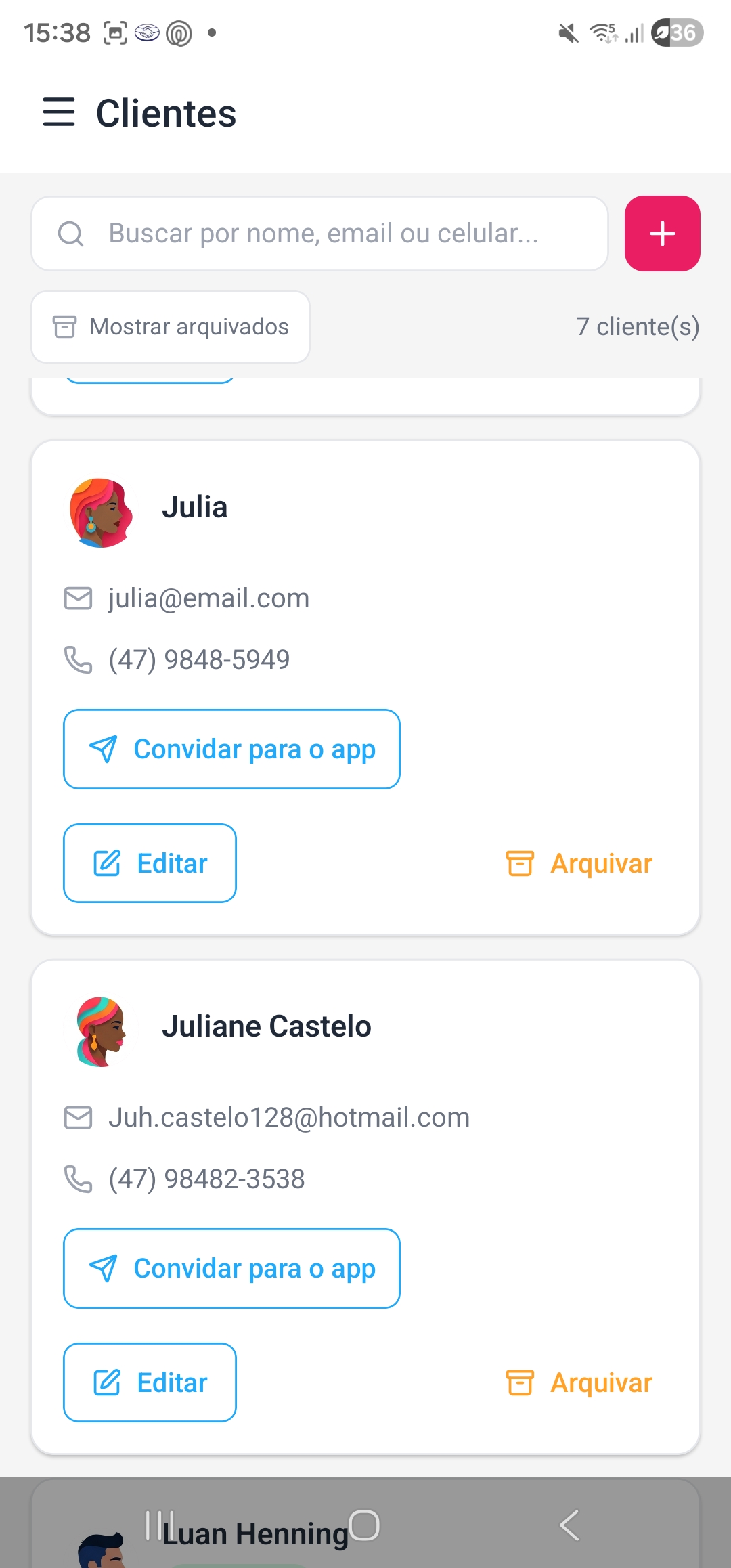 Cadastro e histórico de clientes no sistema